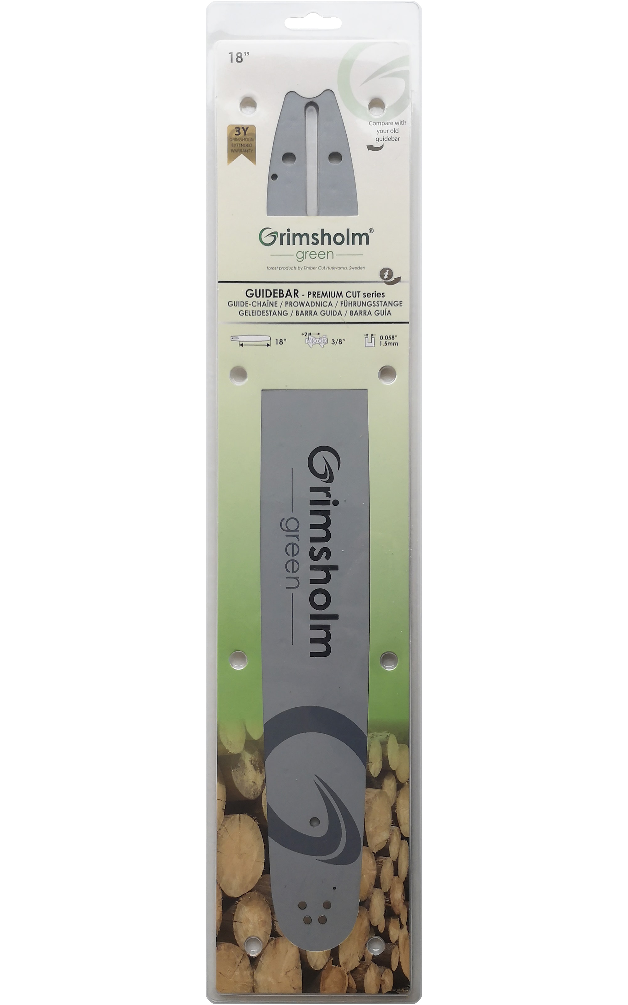 Grimsholm Guide bar Premium Cut 18" 3/8" .058"/1.5 (for Husqvarna)