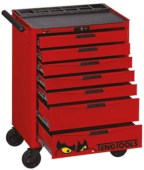 Teng Tools Verktygsvagn TCMM491N med 7 lådor och 491 verktyg, röd
