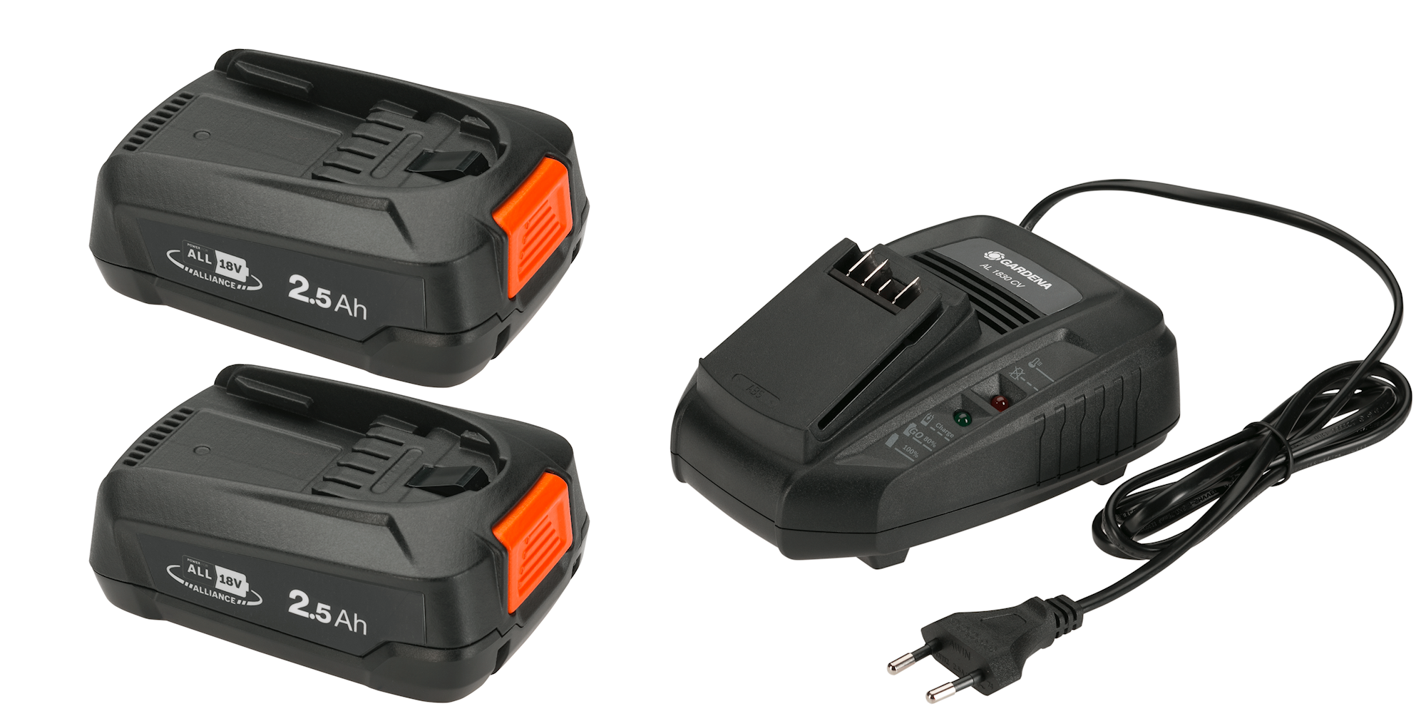 Gardena Aloitussarja: Akku P4A 2 X Pba 18V/45 + Laturi Al 1830 Cv