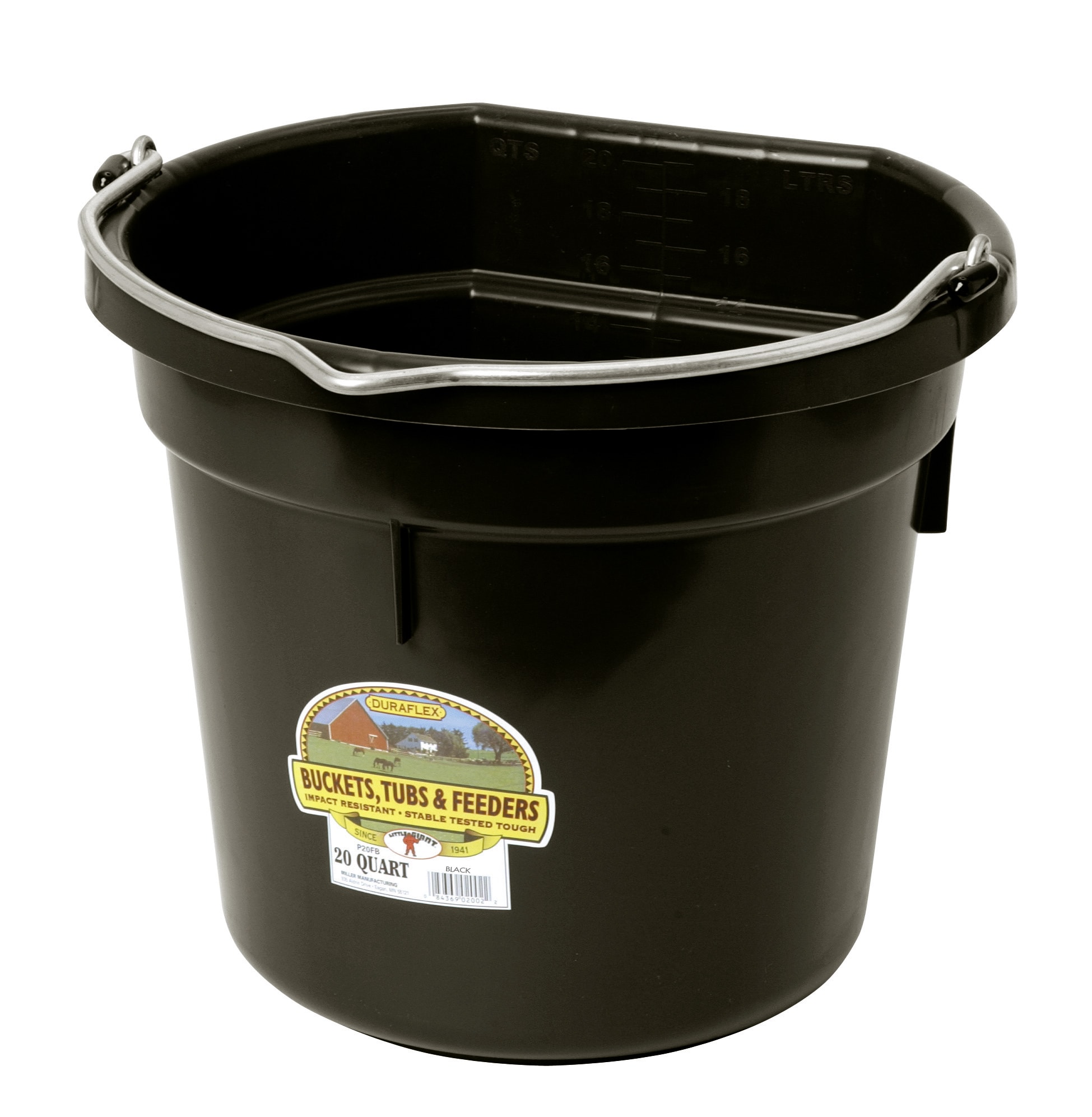 Foga Stallbøtte med flat side 20l, Sort