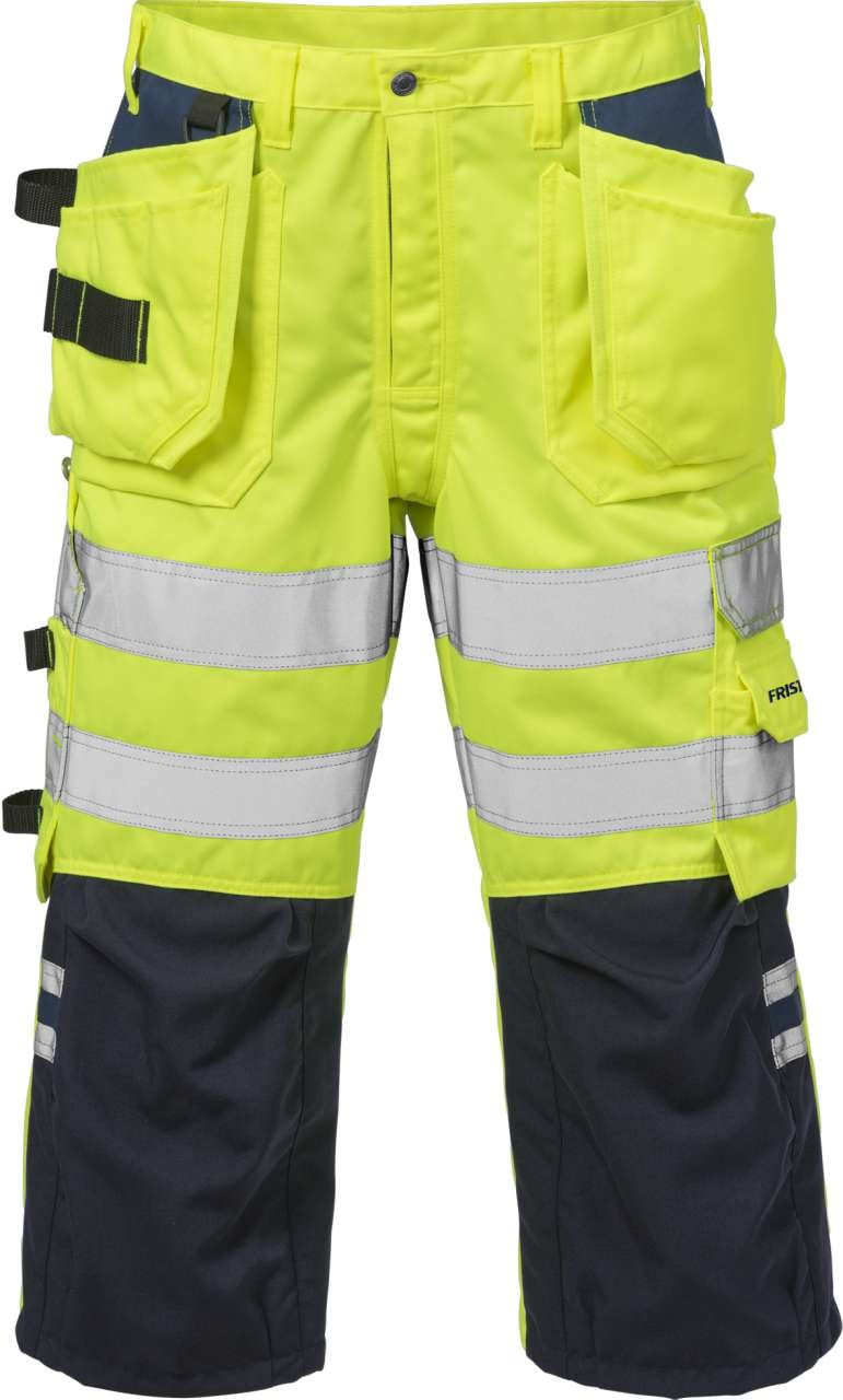 Fristads Høy synlighet 3/4 bukser cl 2 2027 PLU Hi-Vis Oransje / Marineblå D120