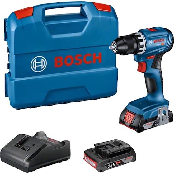 Bosch skrutrekker GSR 18V-45 i L-BOXX med 2 stk. 3,0Ah-batterier og lader GAL 18V-40