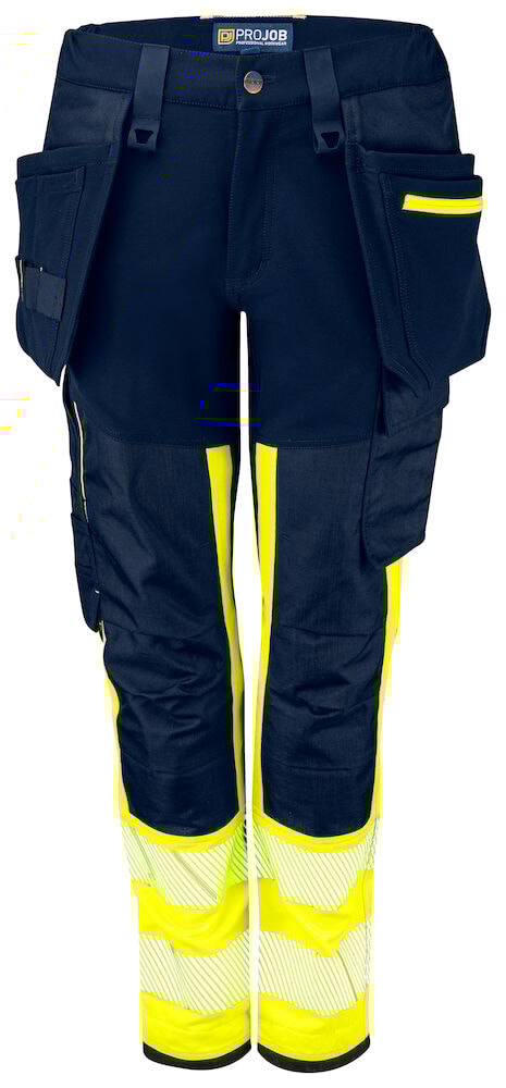 ProJob 6543 Håndverksbukse Stretch Dame En Iso 20471 Klasse 1 - Navy blue/yellow - C42