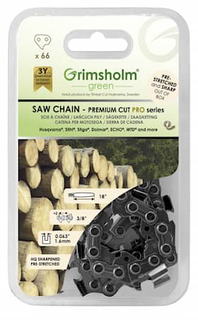 Grimsholm 18" 66 dl 3/8" 1.6mm Premium Cut Pro Motorsågskedja