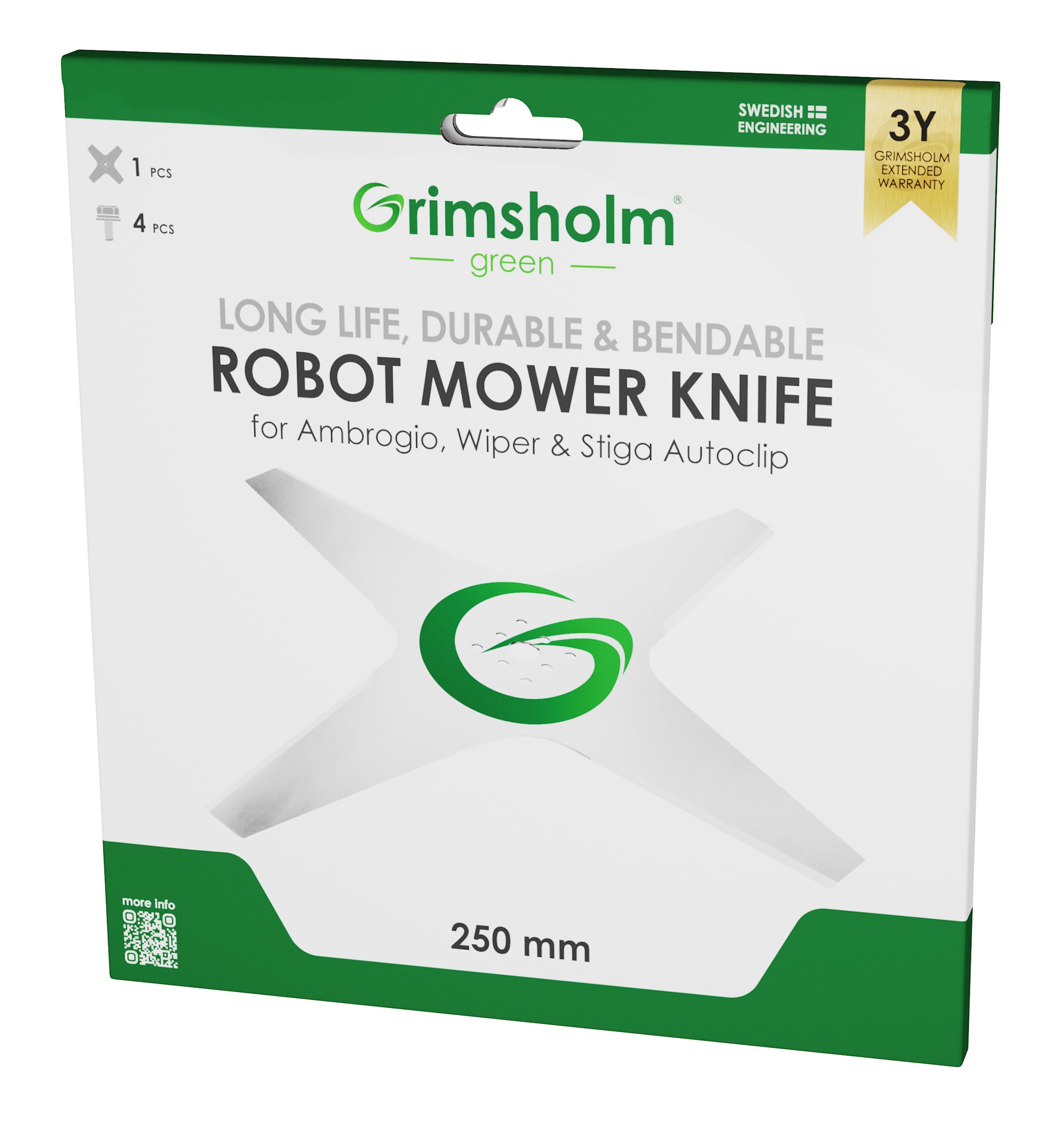 Grimsholm Knife for Stiga Autoclip / Ambrogio / Wiper, 25 cm