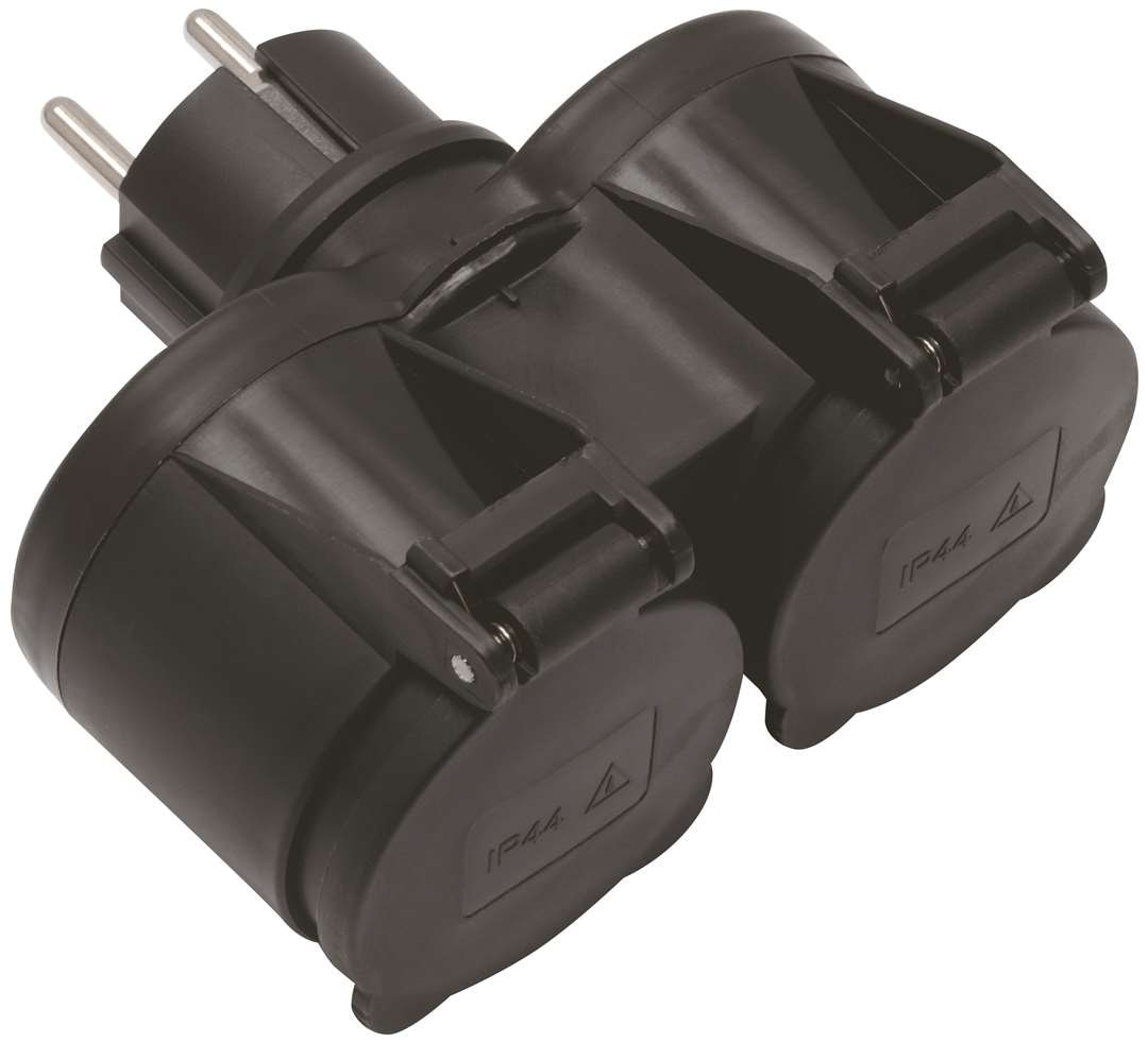 Haaroitettu pistorasia 2-pesäinen kannella IP44