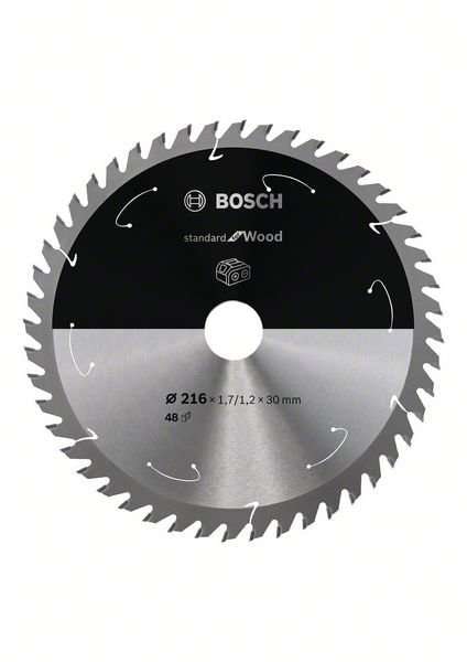 Bosch Sägeblatt Standard für Holz 216x1,7/1,2x30mm 48Z 15°
