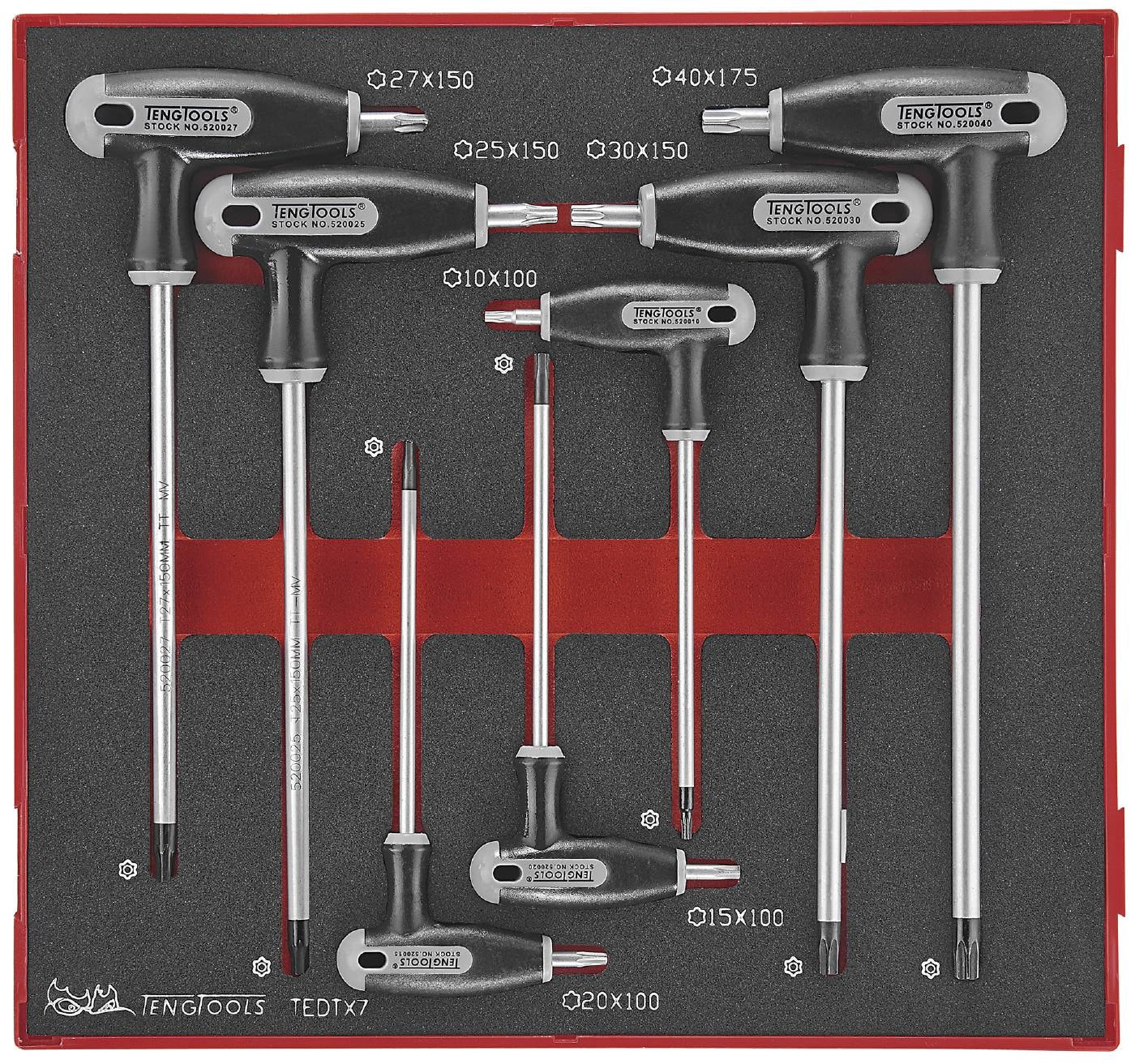 Teng Tools 7-osainen TX/TPX-avainsarja T-vääntimellä. TEDTX7