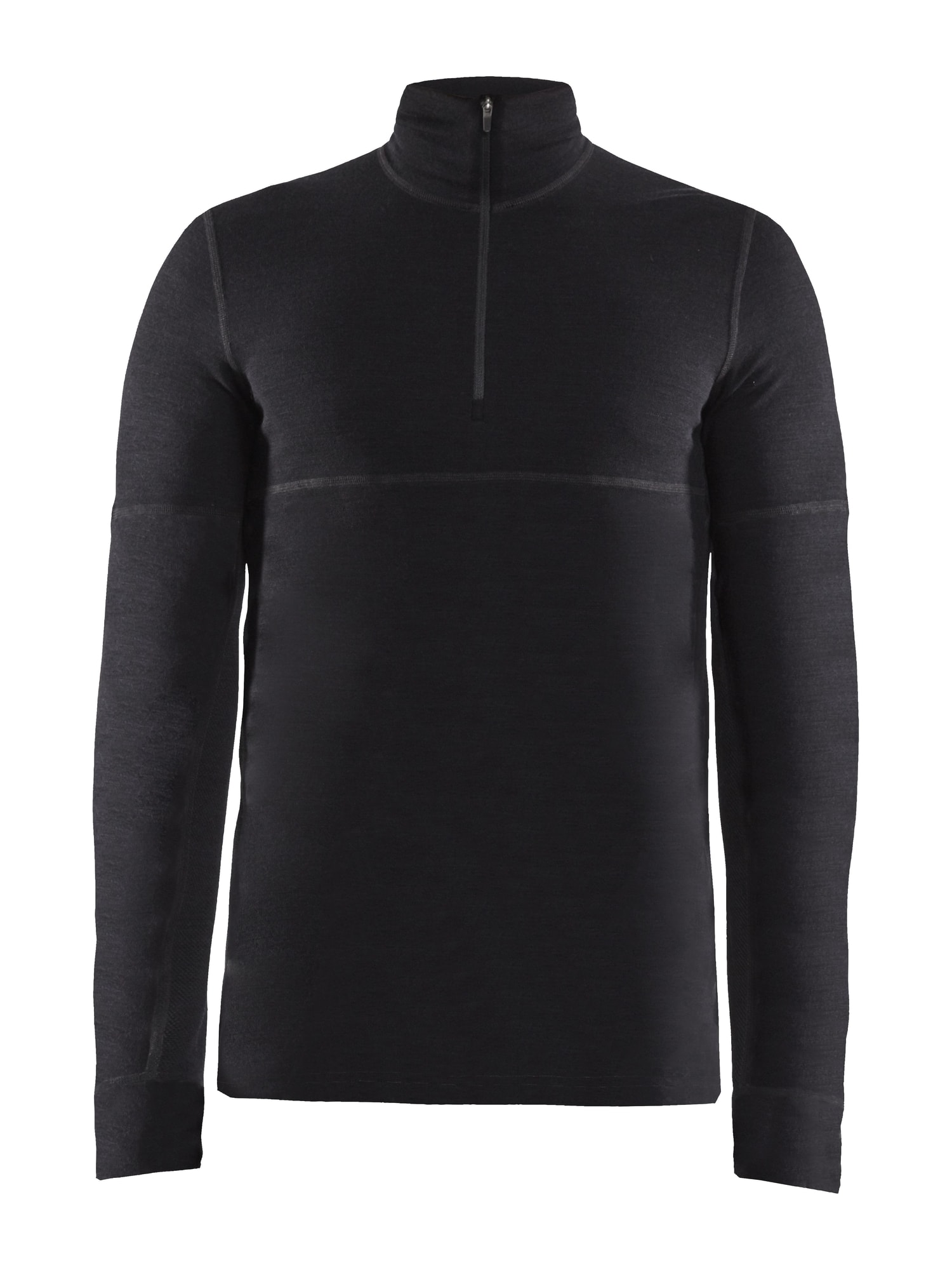 Craft Merino Zip-Up Base Layer for Men, Black 2XL