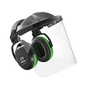 Hellberg Hörselkåpa Secure 1H med visir, Grön