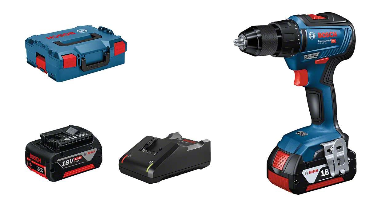 Bosch Akkuporakone/ruuvinväännin GSR 18V-55 Professional ja L-BOXX