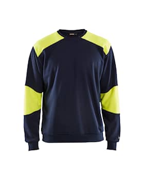 Blåkläder 3458-1762 Flamskyddad sweatshirt Marinblå/Varselgul 4XL