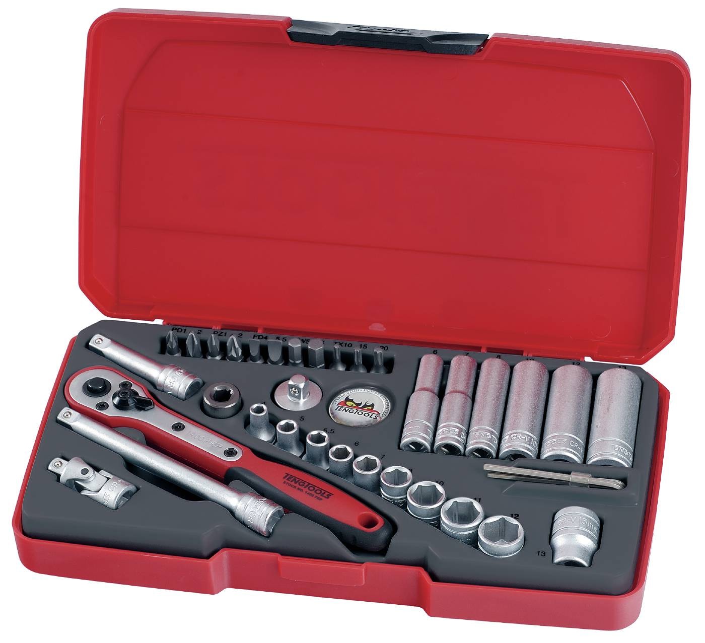Teng Tools Hylsyavainsarja. Nelikulmainen kiinnitys 1/4\" T1436