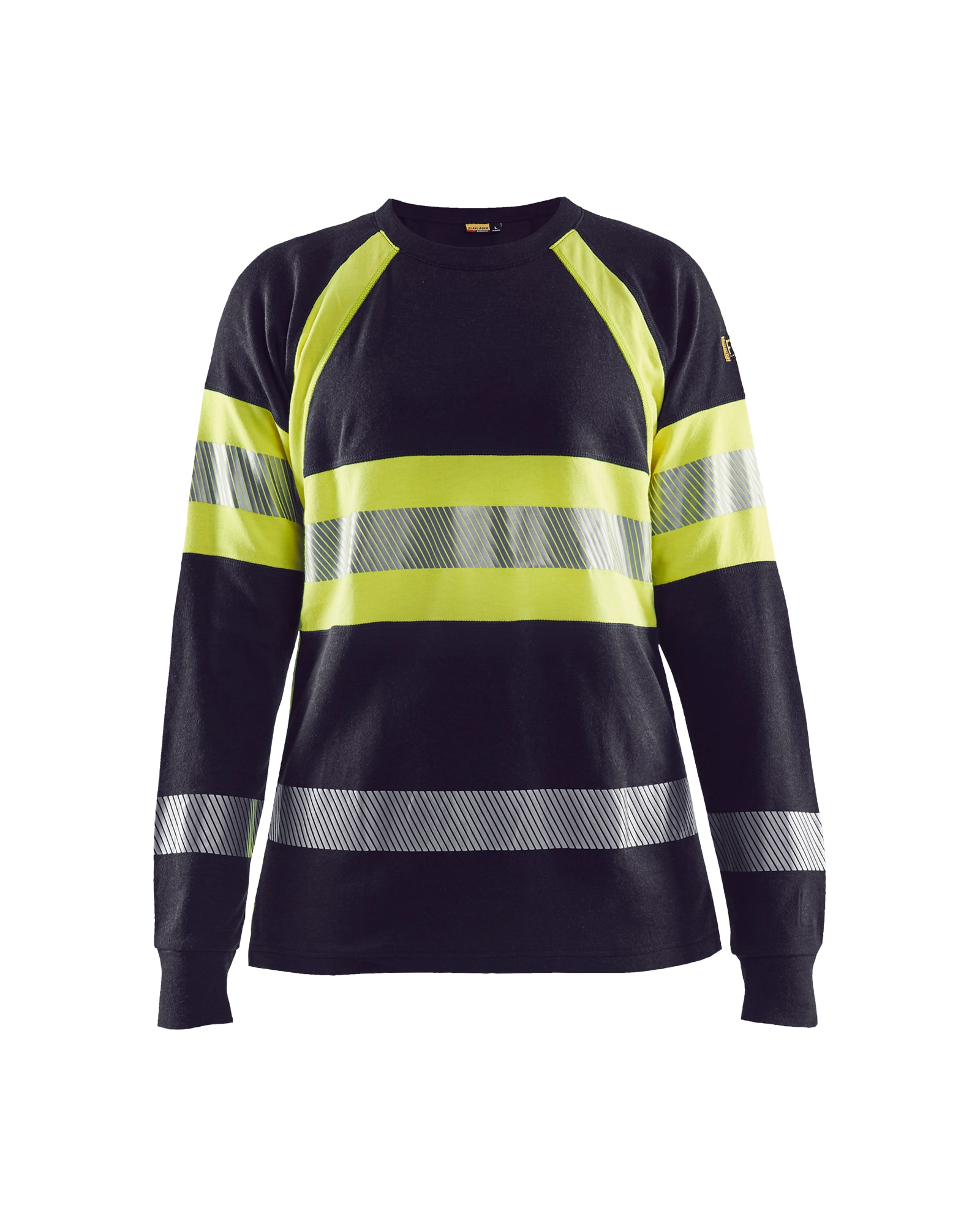 Blåkläder Damen Flammschutz Langarmshirt Marineblau/ High Vis Gelb - XXXL