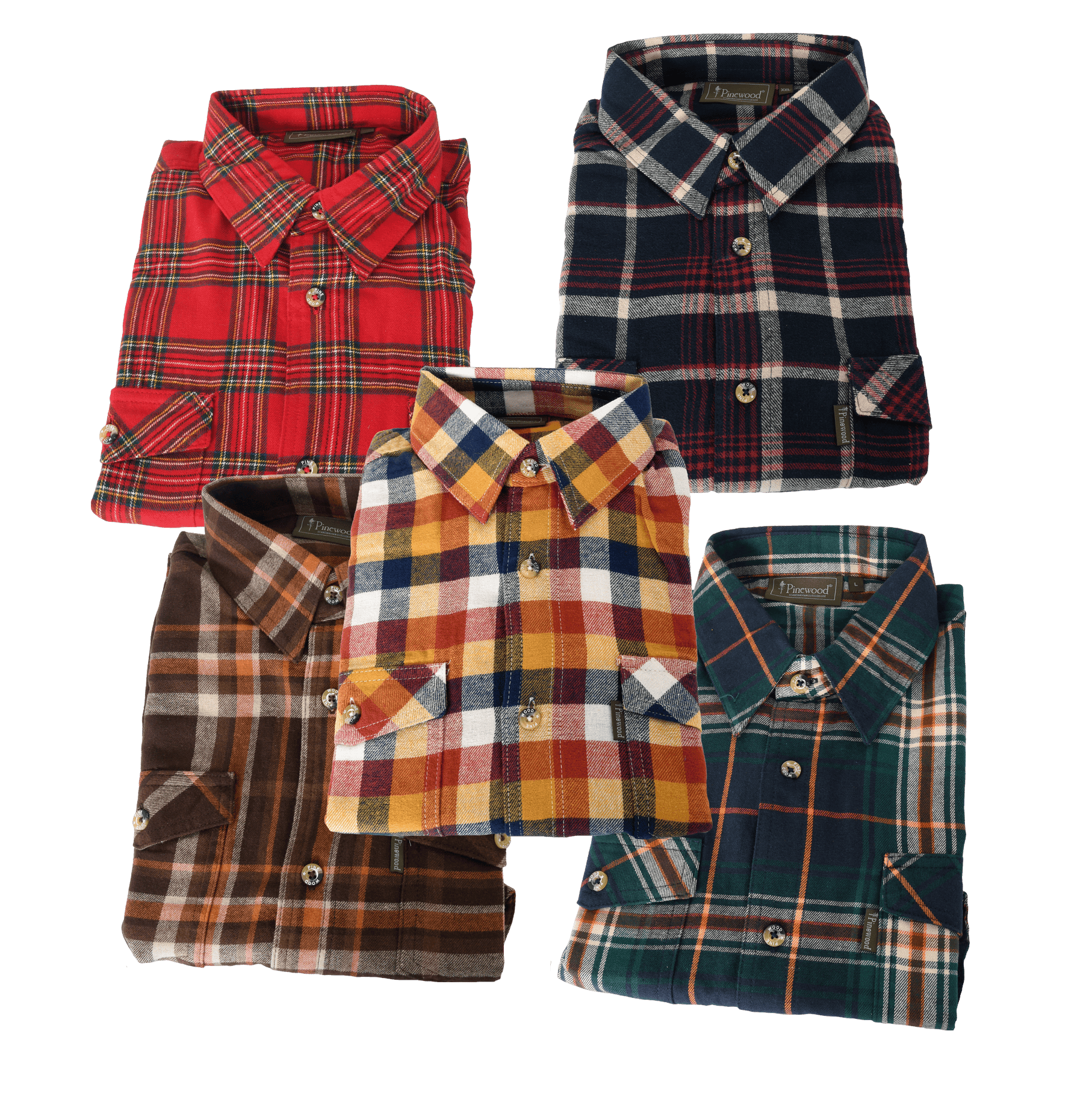 Pinewood Flanellskjorta Herr Mixed 5-pack