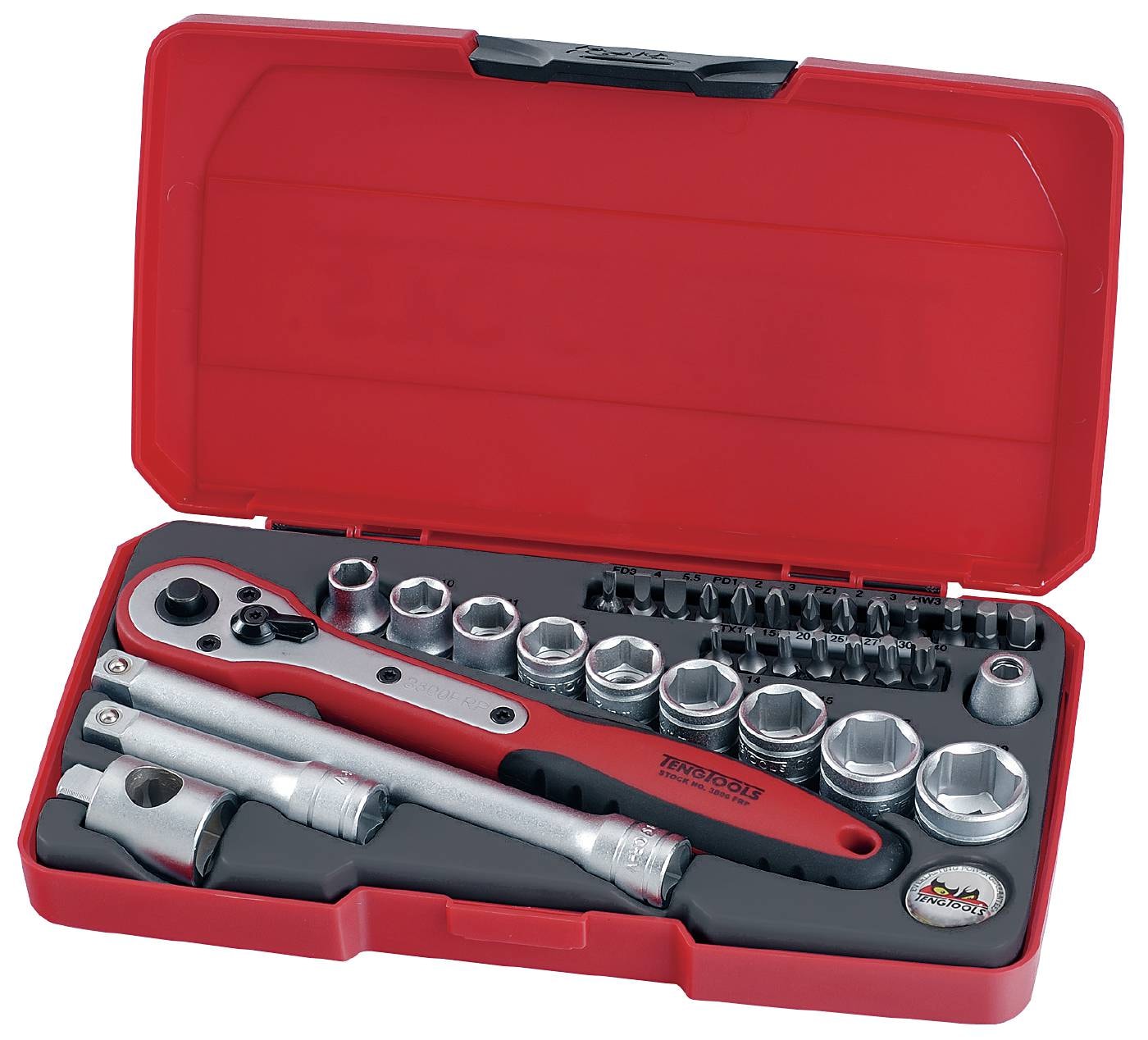 Teng Tools Hylsyavainsarja. Nelikulmainen 3/8\"-kiinnitys T3834